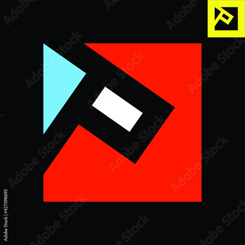 Letter P Logo. Letter P monogram logo design in Bauhaus art style. Vector logo in Eps 8.