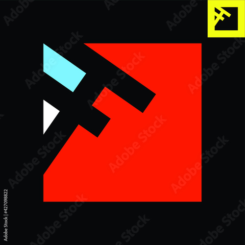 Letter F Logo. Letter F monogram logo design in Bauhaus art style. Vector logo in Eps 8.