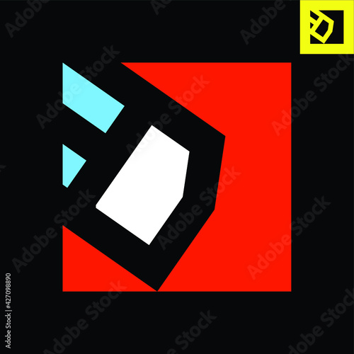 Letter D Logo. Letter D monogram logo design in Bauhaus art style. Vector logo in Eps 8.