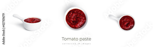 Canvas Print Tomato paste isolated on a white background.