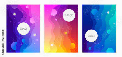 Space. Cover design template set. Modern gradient background. Abstract templates for  presentation, brochure, catalog, poster, flyers, book, magazines. Vector illustration. EPS 10