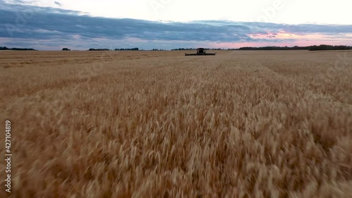 Ariel Video of Combining Field Harvest