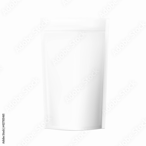 Pouch bag with ziplock mockup isolated on white background. Vector illustration. Front view. Can be use for template your design, presentation, promo, ad. EPS10.	