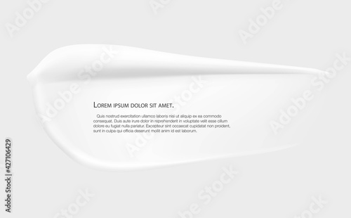 Hight realistic smear of cream. Vector illustration on grey background. Ready for your design. EPS10.