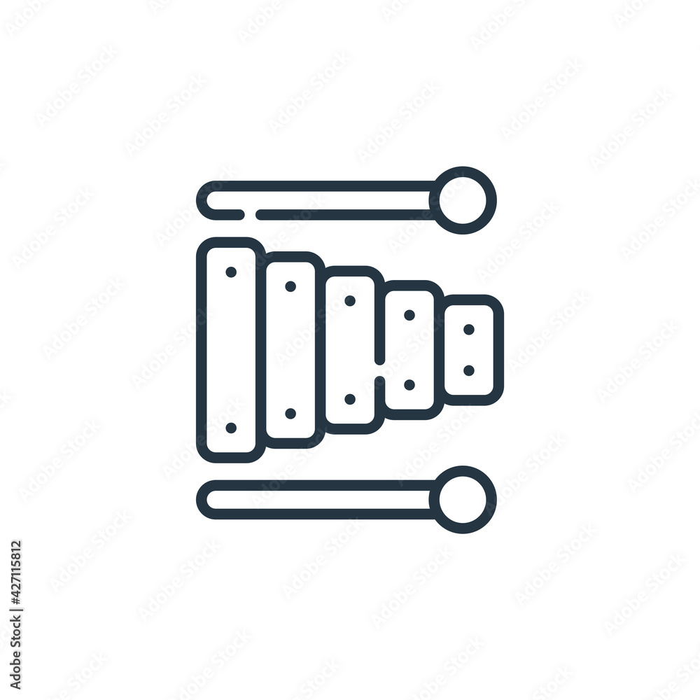 xylophone icon. Thin linear xylophone outline icon isolated on white