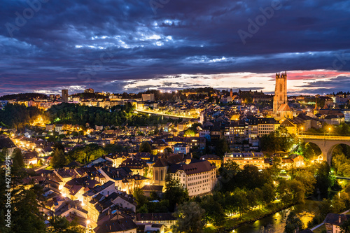 Cityscape of Fribourg in Switzerland