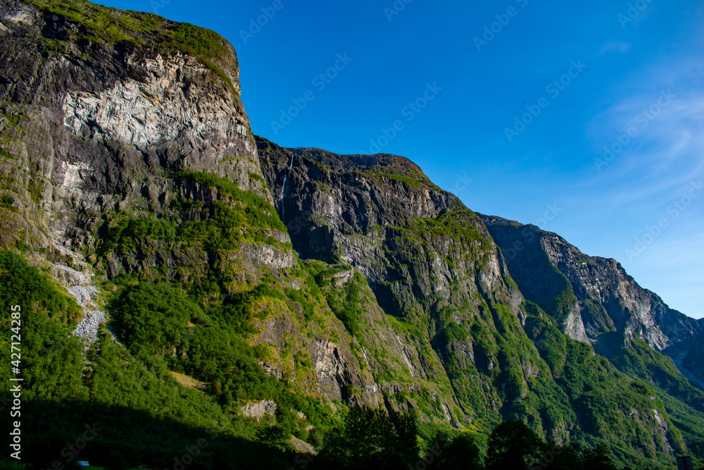 mountains in Norway above Vikign valley on E16 panoramatic road mountains in Norway above Vikign valley on E16 panoramatic road