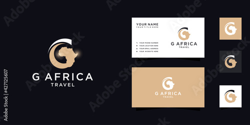 Letter g africa travel logo and business card