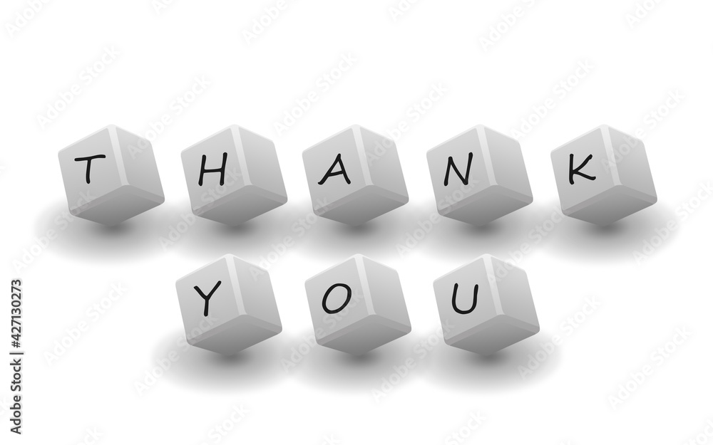 3d illustration cubesThank you word with white background 3d illustration cubesThank you word with white background