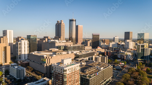 Aerial shot of the urban downtown environment in Atlanta, Georgia. © Noah Densmore