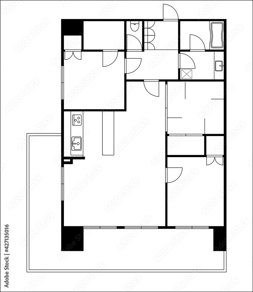 マンションの間取り図の図面のイラスト3ldk Wic ウォークインクローゼット マイホーム見取り図モノクロ白黒 Stock Vector Adobe Stock マンションの間取り図の図面のイラスト3ldk Wic ウォークインクローゼット マイホーム見取り図モノクロ白黒 Stock Vector Adobe Stock