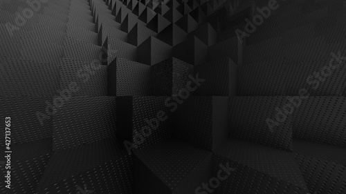 Black Cube Background Wall. 3D illustration. 3D CG.High resolution.