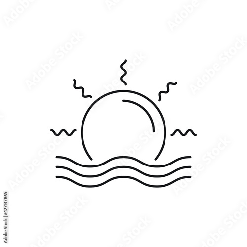 Sun and sea water icon design. isolated on white background