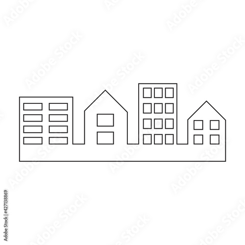 House in one line. Construction building logo icon. Silhouette vector. Stock image. Vector illustration. EPS 10.