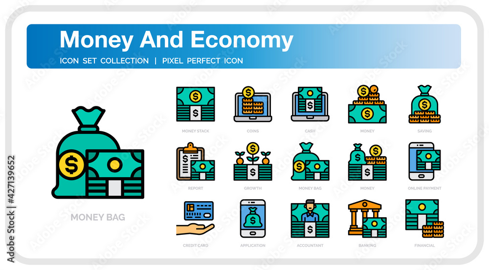 Obraz premium Money and economy icon set