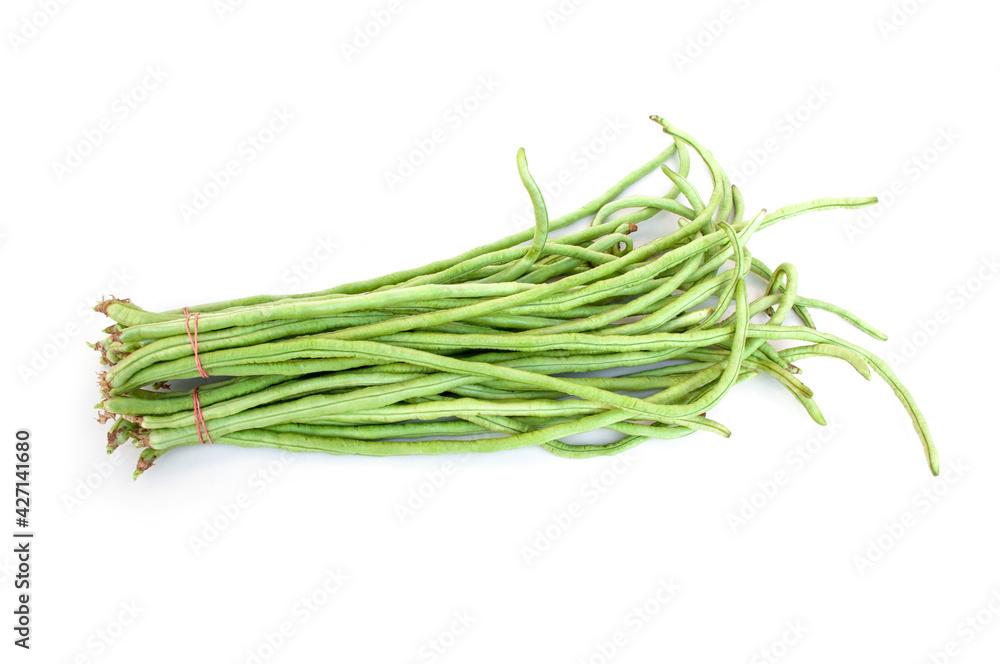 Fresh long beans isolated on white background.