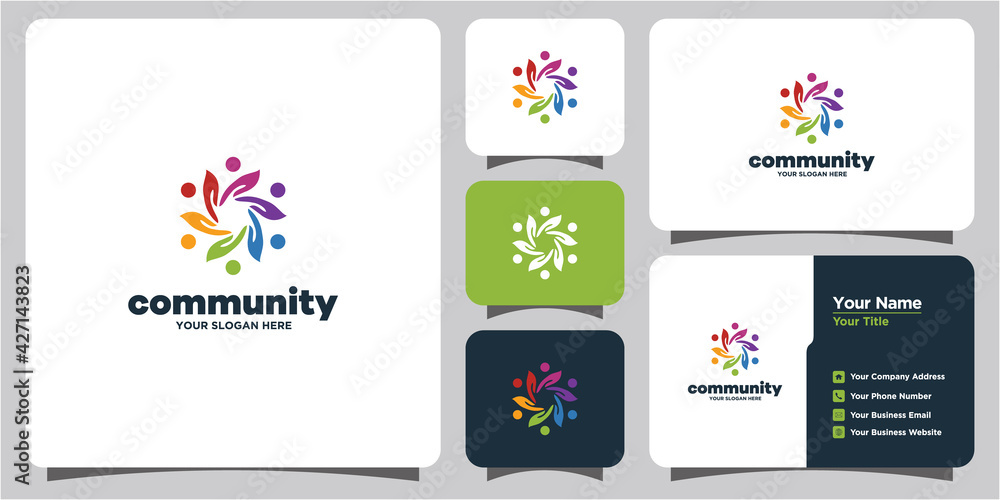 Fototapeta premium Creative colorful social group logo set