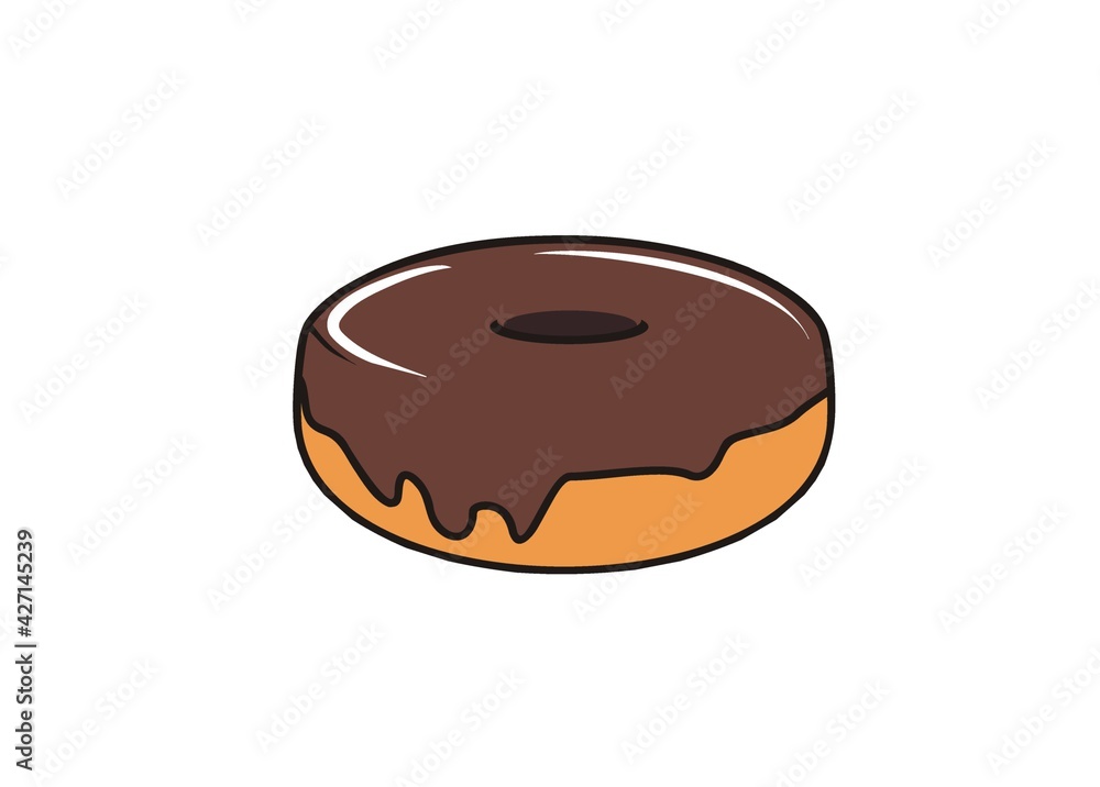 Chocolate donuts. Simple flat illustration with black outline. Chocolate donuts. Simple flat illustration with black outline.