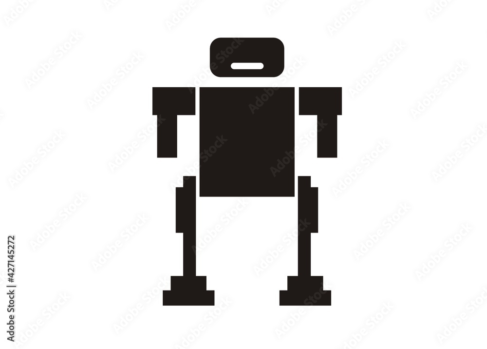 Human figure robot. Simple illustration in black and white, Human figure robot. Simple illustration in black and white,