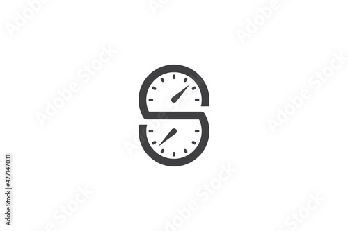 elegant modern letter s logo combined with speedometer or clock element, unique design concept