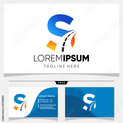 Letter S Road Logo Design Vector Icon Graphic 