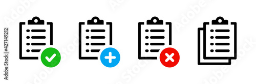 Clipboard document icon vector set