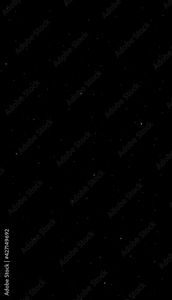 Very dark black background with tiny stars and dots of different colors on it