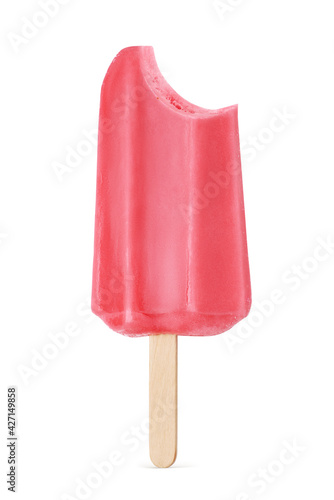 Red cherry ice cream popsicle isolated on white