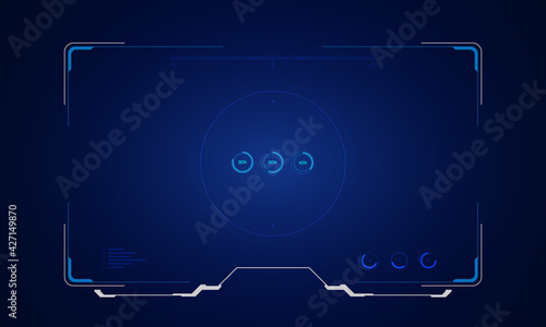 abstract tech sci fi hologram frame template design background