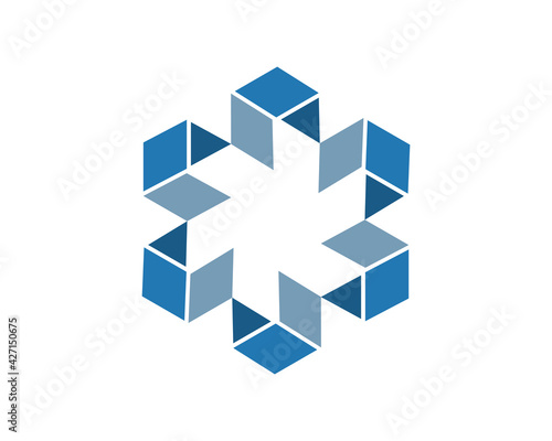 rectangle flower hexagon cube logo icon