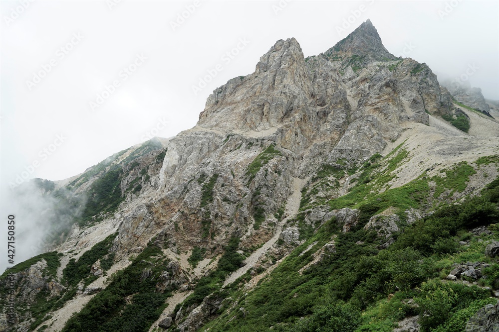 Obraz premium 北アルプス登山、白馬岳の登山風景