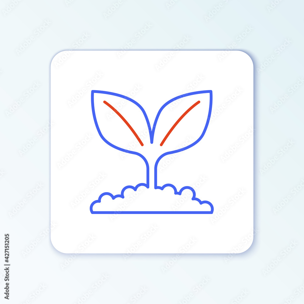 Line Plant icon isolated on white background. Seed and seedling. Leaves sign. Leaf nature. Colorful outline concept. Vector Line Plant icon isolated on white background. Seed and seedling. Leaves sign. Leaf nature. Colorful outline concept. Vector