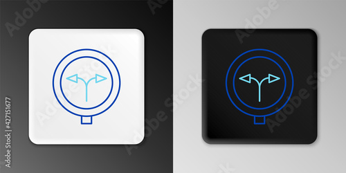 Line Fork in the road icon isolated on grey background. Colorful outline concept. Vector