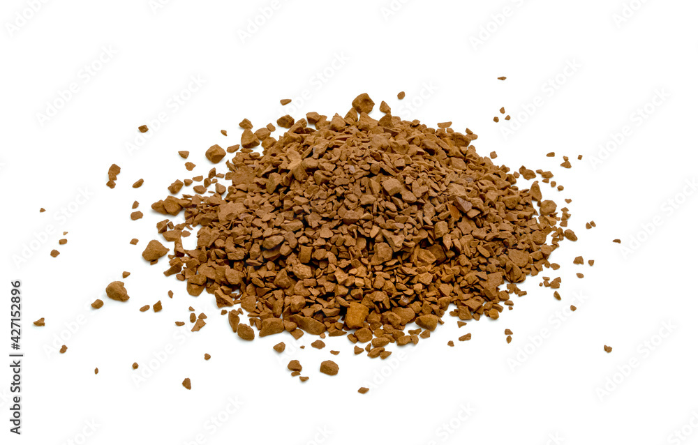 Instant coffee powder isolated on white background