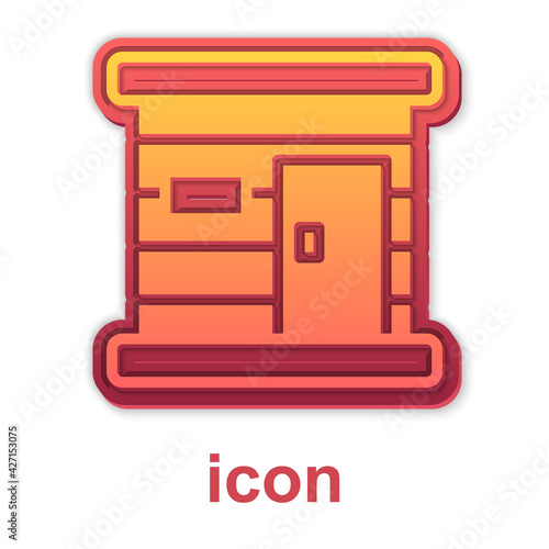 Gold Sauna wooden bathhouse icon isolated on white background. Heat spa relaxation therapy bath and hot steam healthcare, relax therapy. Vector