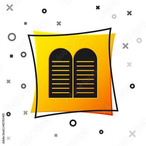 Black The commandments icon isolated on white background. Gods law concept. Yellow square button. Vector