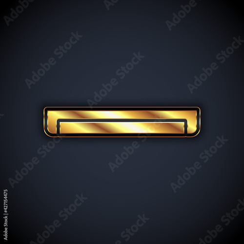 Gold Long luminescence fluorescent energy saving lamp icon isolated on black background. Vector