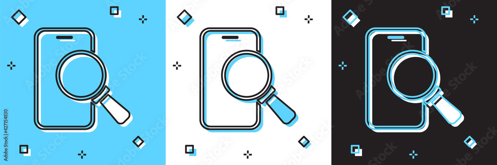 Set Phone repair service icon isolated on blue and white, black background. Adjusting, service, setting, maintenance, repair, fixing. Vector Set Phone repair service icon isolated on blue and white, black background. Adjusting, service, setting, maintenance, repair, fixing. Vector