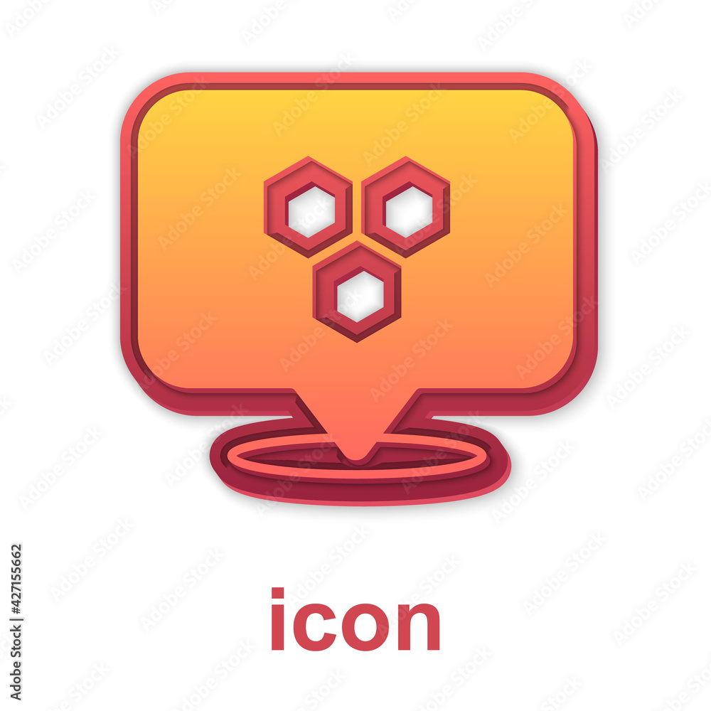 Gold Honeycomb bee location map pin pointer icon isolated on white background. Farm animal map pointer. Vector Gold Honeycomb bee location map pin pointer icon isolated on white background. Farm animal map pointer. Vector