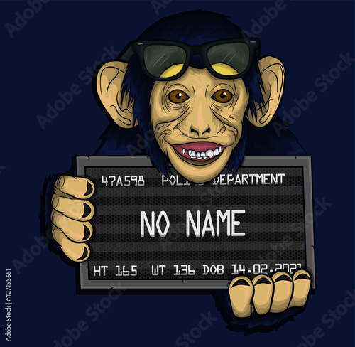 caricature chimpance with glasses smiling