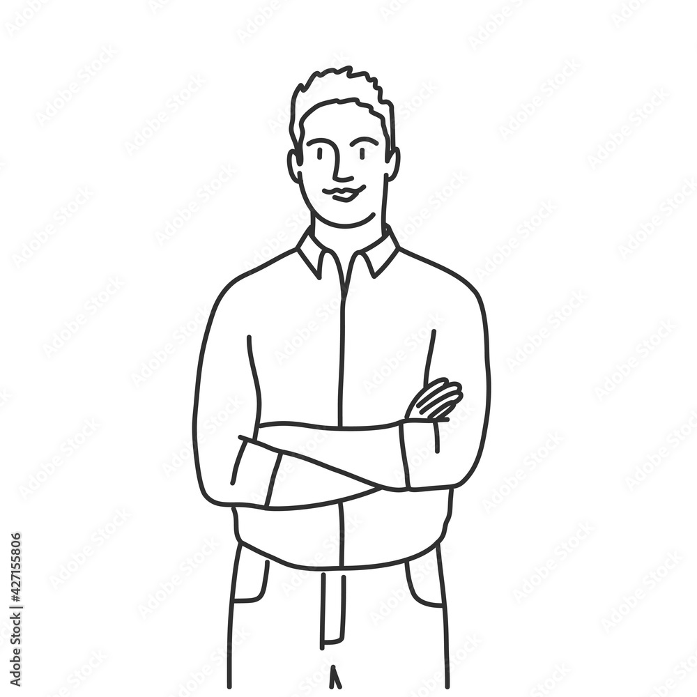 Businessman in shirt standing with arms crossed. Businessman in shirt standing with arms crossed.