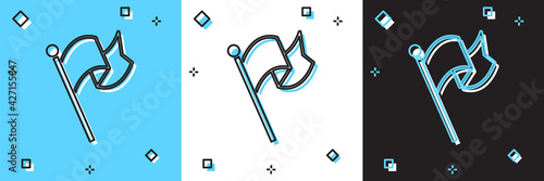 Set Flag icon isolated on blue and white, black background. Victory, winning and conquer adversity concept. Vector