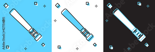 Set Baseball bat icon isolated on blue and white, black background. Vector