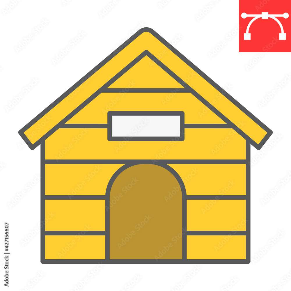 Kennel color line icon, pet and home, wooden dog house vector icon, vector graphics, editable stroke filled outline sign, eps 10. Kennel color line icon, pet and home, wooden dog house vector icon, vector graphics, editable stroke filled outline sign, eps 10.