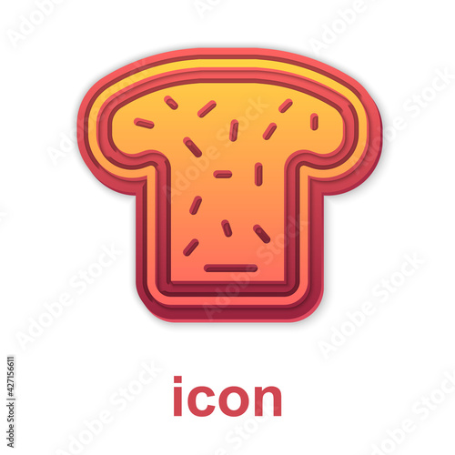 Gold Bread toast for sandwich piece of roasted crouton icon isolated on white background. Lunch, dinner, breakfast snack. Vector