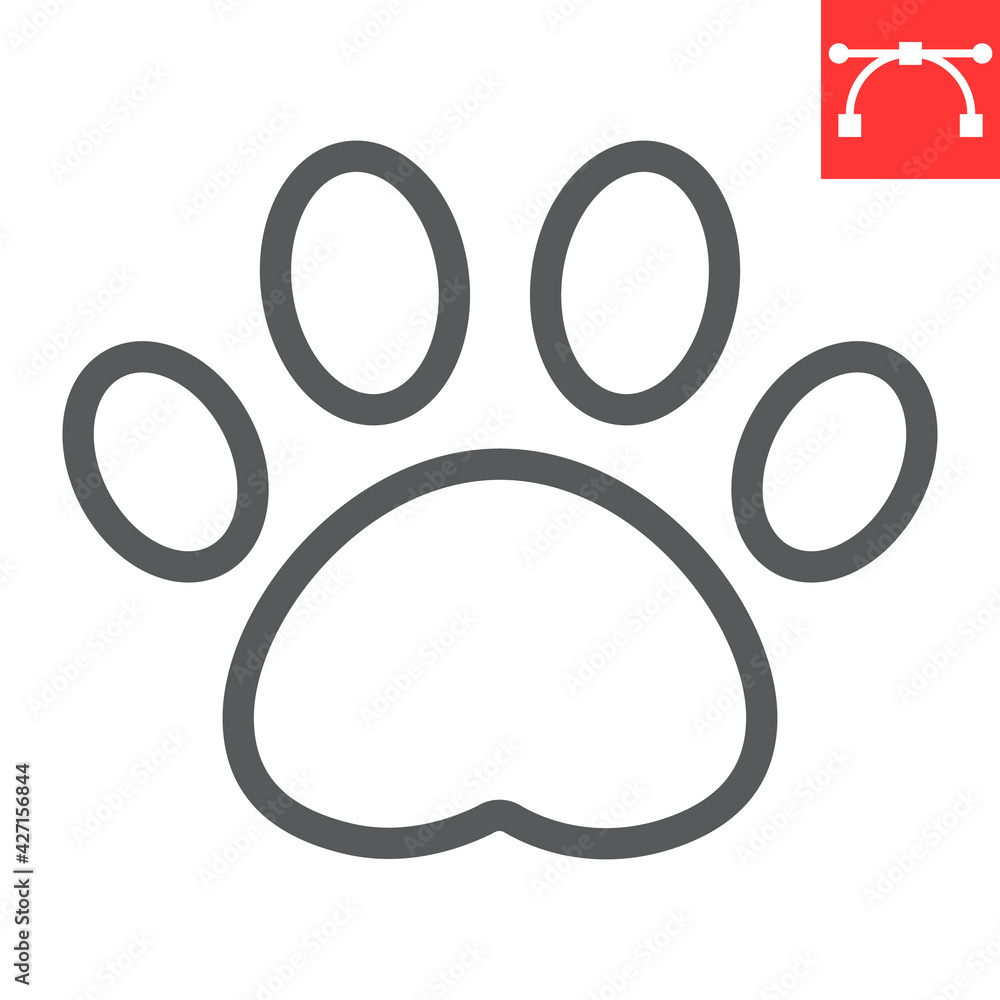 Paw print line icon, pet and foot, dog paw footprint vector icon, vector graphics, editable stroke outline sign, eps 10. Paw print line icon, pet and foot, dog paw footprint vector icon, vector graphics, editable stroke outline sign, eps 10.