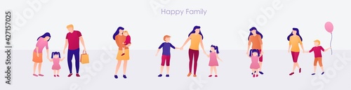 Strong family relationship banner flat design set