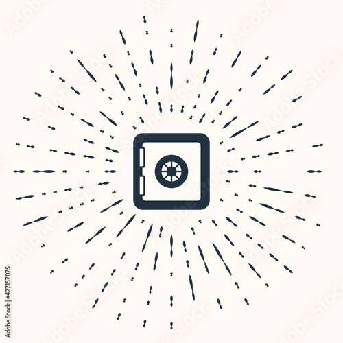 Grey Safe icon isolated on beige background. The door safe a bank vault with a combination lock. Reliable Data Protection. Abstract circle random dots. Vector