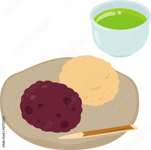 おはぎと緑茶