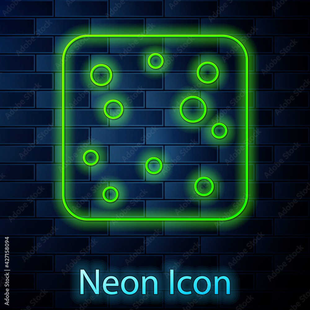 Glowing neon line Beer bubbles icon isolated on brick wall background. Vector Glowing neon line Beer bubbles icon isolated on brick wall background. Vector